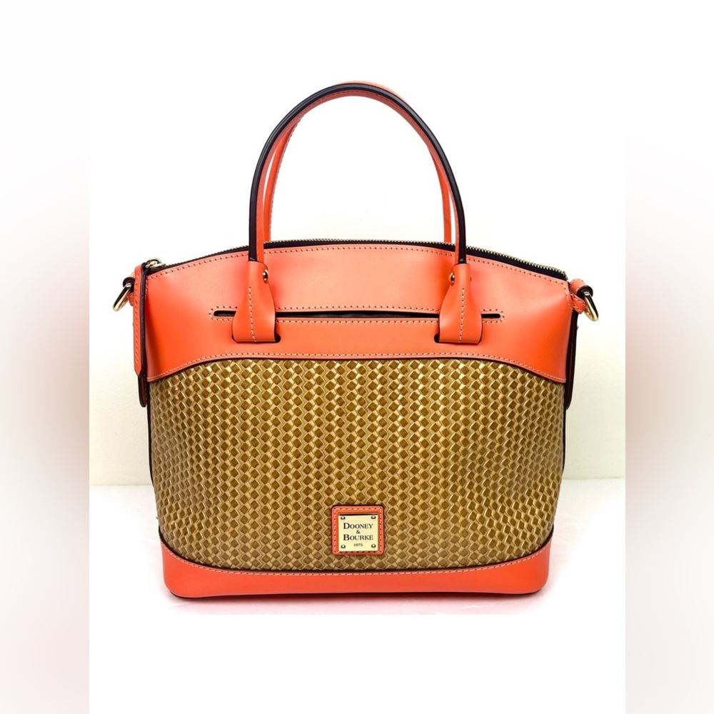 Dooney & Bourke Beacon Woven Domed Satchel Bag - Coral